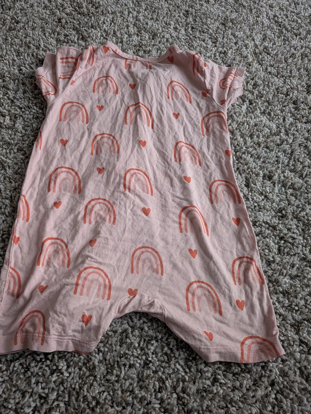 Teach Leah  Pink Short-Sleeve Zip Rainbow Heart Sleep Romper Size 18/24 Months